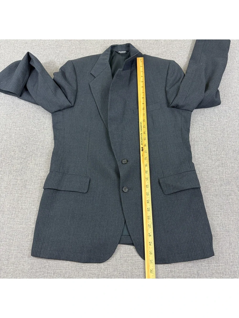 Vintage 90s Kuppenheimer Mens 42R Gray Pinstripe Wool Blazer Sport Coat USA